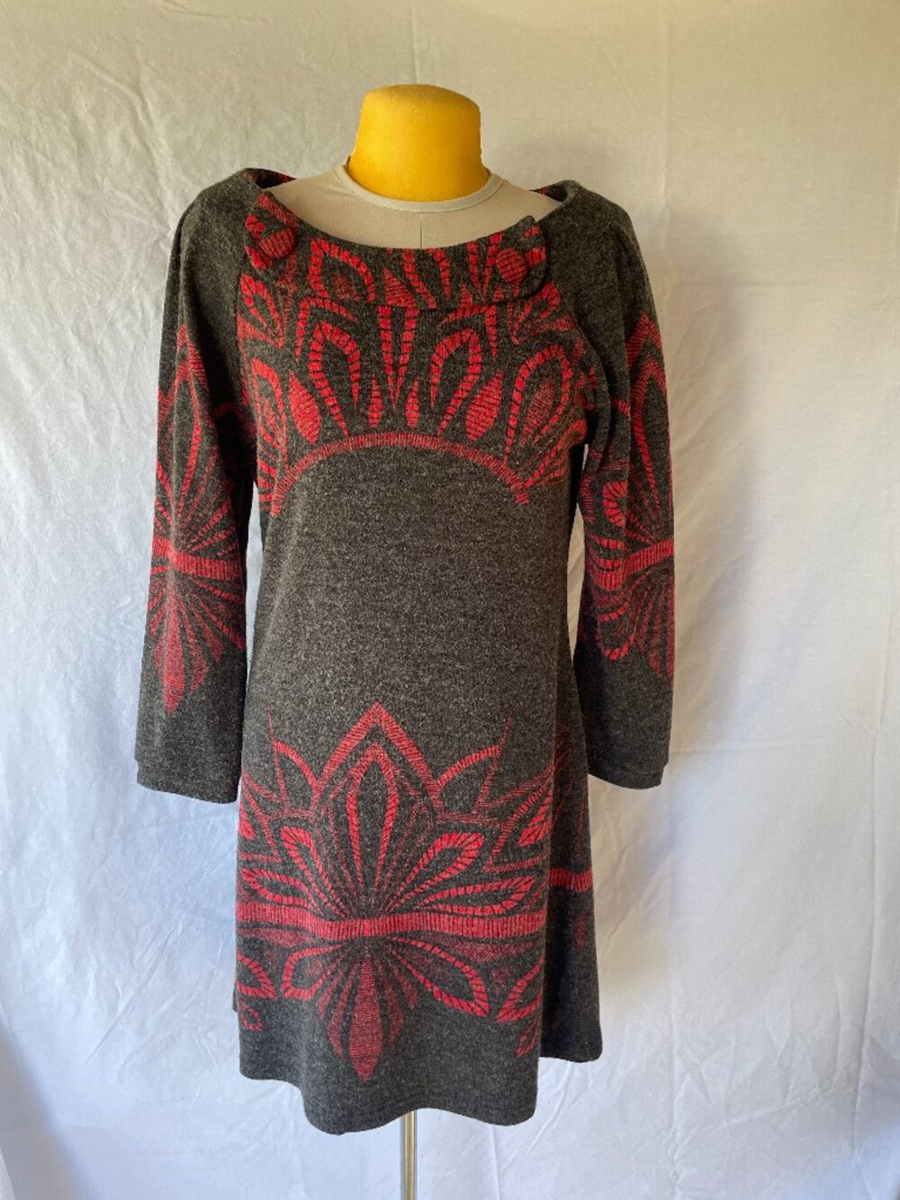 Gray and red women's dress